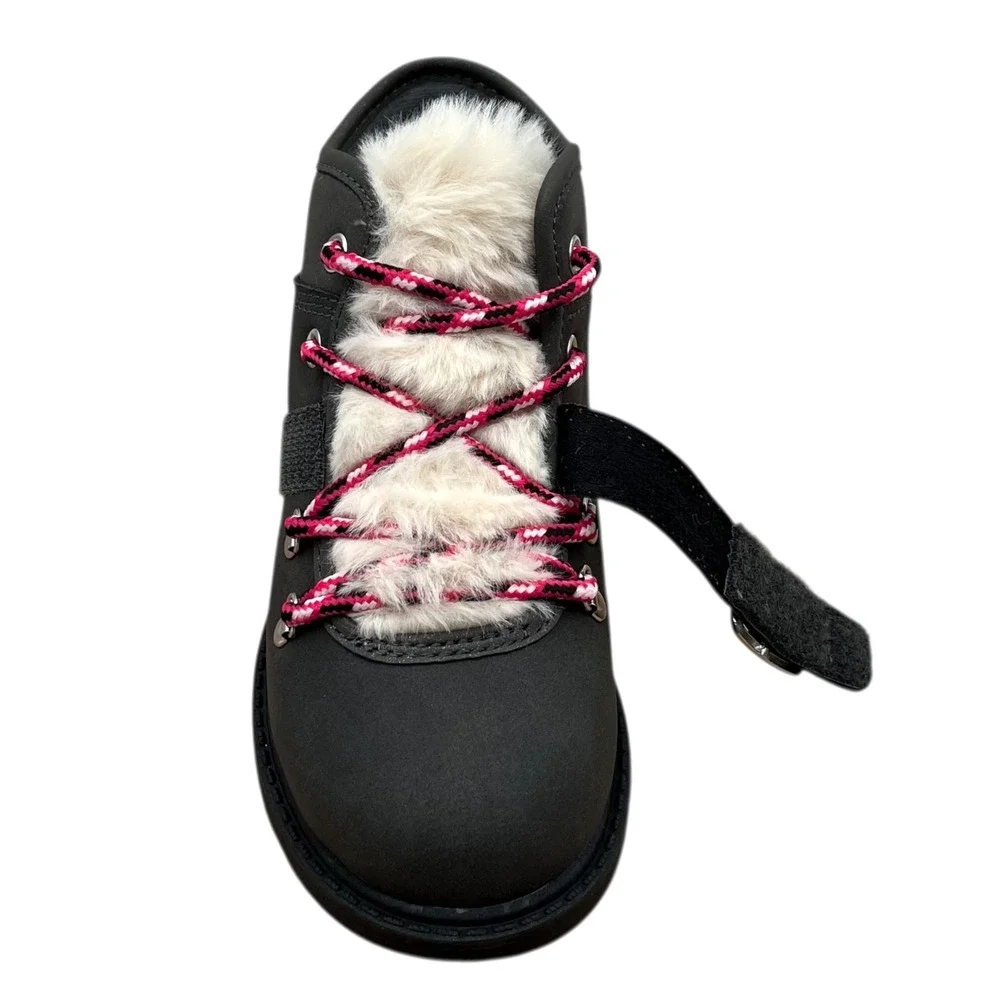 Carters Little Girls‎ Faux Fur Winter Booties Size 12 Gray Pink Cozy Warm Shoes